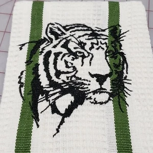 Tiger Themed Personalized Embroidery Tea Towel - Picture 1 of 1