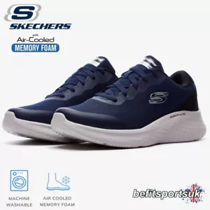 SKECHERS TRAINERS MENS BLUE WALKING MEMORY FOAM GYM SOFT SKETCHERS NAVY SHOES 9 - Picture 1 of 9