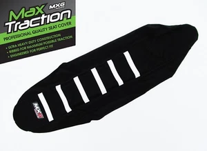 HUSQVARNA HUSKY TE FE 2014-2016 RIBBED SEAT COVER BLACK + WHITE STRIPES RIBS MXG - Picture 1 of 2