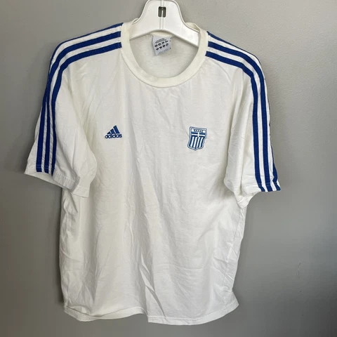 Greece Adidas size Medium Shirt White Blue early 2000 Soccer Football Cover
