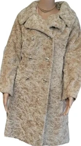 VTG 1960’S Faux Curly Lambs Fur Coat Womans Sz-LG Ivory Color By Russell Taylor - Picture 1 of 12