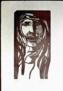 Leonard Baskin B Desdémona Otelo Vintage Original Firmado a Mano Grabado en Madera 82/200 - Imagen 1 de 1