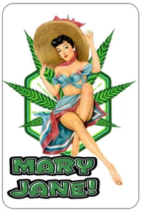 Mary Jane Pin up XXXIX sign Metal funny man cave marijuana cannabis decor A720 - Picture 1 of 1