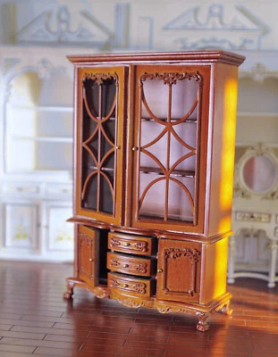 1/12 Dollhouse Hand Carved Cupboard Cabinet Bookcase Miniature Furniture Luxury - Image 1 of 4