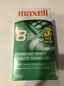 Neu versiegelt 3er-Pack Maxell VHS T-160 8 Stunden Kassetten Standardqualität Videoband - Bild 1 von 5