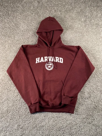 Harvard Crimson Sweater Adult Small Red White Hoodie Sweatshirt Champion Mens Cover