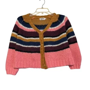Molo Gail World Stripe Alpaca Blend Girls Cardigan Sweater Ages 7-8 Button Up - Picture 1 of 7