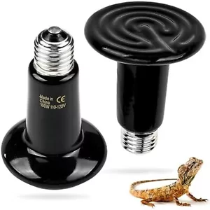 100W 2PCS Reptile Heat Lamp Black Ceramic Heat Emitter,Infrared Heater Bulb f... - Picture 1 of 6