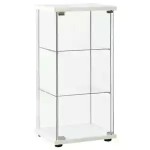 3-Layer Display Cabinet Tempered Glass White Decor Storage Shelves Organizer - Picture 1 of 6