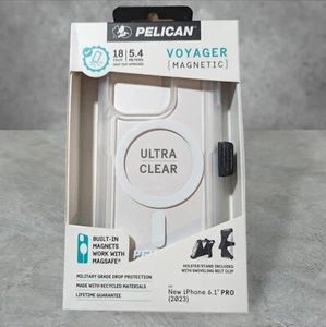 L8. Pelican Voyager Case For Apple iPhone 15 Pro (2023 6.1" Pro) W/Holster Clear - Picture 1 of 4