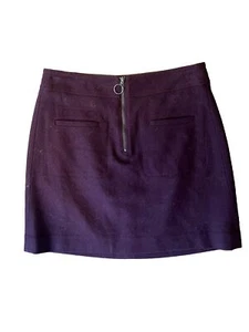 Madewell Wollmischung Kamin Minirock grau Reißverschluss Fronttaschen Größe 00 burgund - Bild 1 von 4