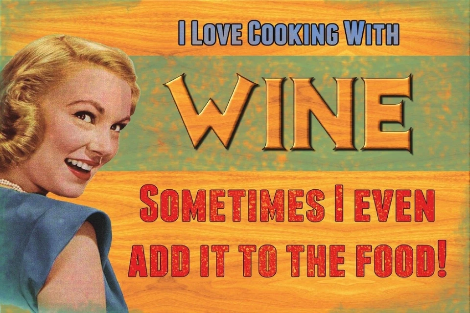 Letrero de metal retro vintage de vino y cocina, cocina, regalo, humorístico Foto 1 de 1