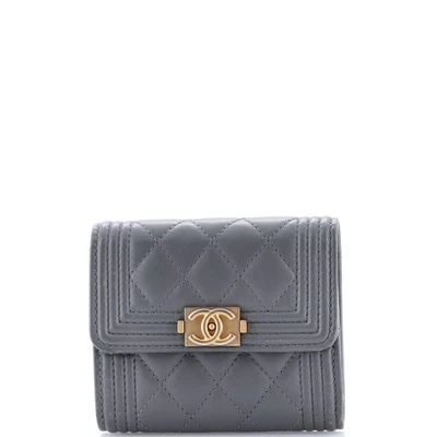 Chanel Boy Trifold Flap Wallet Quilted Caviar Small - Image 1 of 4
