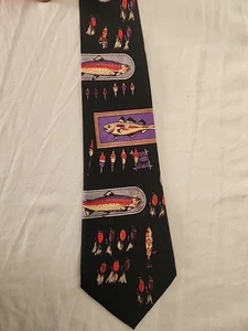 Lustige Vintage Krawatte mit Angelmotiv - Bild 1 von 11