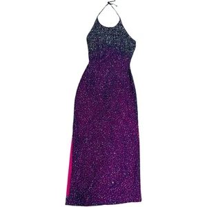 Vestido Formal Y2K Seda Cuentas Halter Púrpura/Rosa XS by Sean Collections gRUNGE - Imagen 1 de 12