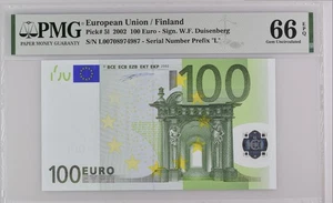 FINLAND  100 Euro 2002 L-serie, Duisenberg Sign, PMG 66 - Picture 1 of 2