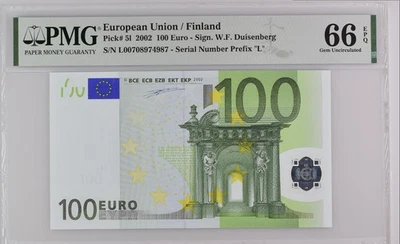 FINLAND  100 Euro 2002 L-serie, Duisenberg Sign, PMG 66 - Image 1 of 2