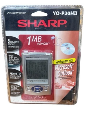 Sharp YO-P20HII Personal Organizer 1MB Memory Outlook Sync CD-ROM New Sealed - Image 1 of 2