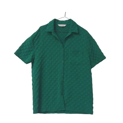 Camisa Davi Dani Verde Texturizada Abotonada Manga Corta Para Hombre Talla M Foto 1 de 3