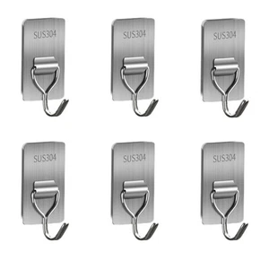 Adhesive Hook for Hanging - 8LB Stainless Steel Towel Hooks, Waterproof Wall ... - Picture 1 of 7