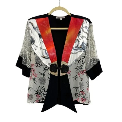Top Spencer Alexis Kimono Floral Encaje Seda Burnout Hada Artística XS caprichoso Y2K Foto 1 de 4