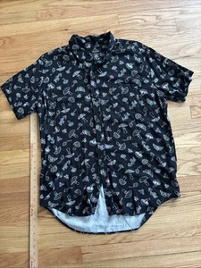 Social Collison Men's X Large Button Down Shirt Mushrooms Print Rayon - Picture 1 of 5