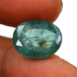 Smeraldo Zambia Naturale Certificato 7,89 Cts Non Trattato Ovale Taglio Sfaccettato Gemma - Foto 1 di 12