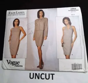 VOGUE Ralph Lauren Pattern 2893 Misses Sz 6 8 10 Jacket Halter Sleeveless Dress - Picture 1 of 7