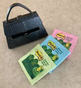 Post-it Pop-up Handbag Purse Note Dispenser Black For 3x3" Notes + 3 Pk Notes - Picture 1 of 6