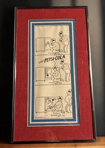 Vintage 1942 Pepsi Cola Comic Strip Print Advertisement Matted Framed O Soglow - Picture 1 of 5