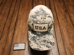 USA Flag Camoflauge Trucker Mesh Snapback Military Adjustable Two Piece Hat - Picture 1 of 9