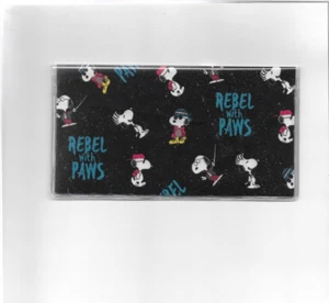 JOE COOL FABRIC CHECKBOOK COVER SNOOPY FABRIC NEW ITEM REBEL WITH PAWS - Picture 1 of 2