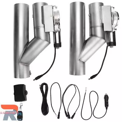 Pair 2inch Electric Ex haust Down pipe E-Cut Out Valve +1* CONTROLLER REMOTE KIT - Image 1 of 4