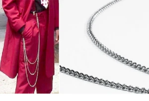 Silver TRIPLE Zoot Suit Chain Gangster Swing USA Nice Retail Quality - Picture 1 of 2