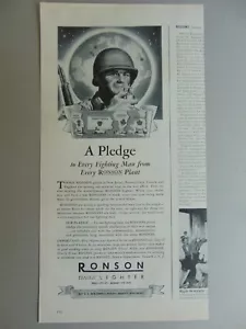 1943 RONSON FEUERZEUGE Jeder muss zur Streitkräfte gehen Vintage Kunstdruck Anzeige - Bild 1 von 1