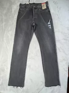 NWT LEVI's 501 Womens 29 x 30 Faded Black High Rise Raw Hem Straight Leg - Picture 1 of 13