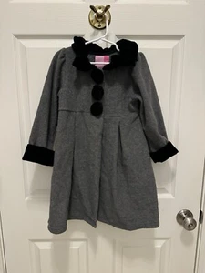 Toddler Girls Goodlad Grey Winter Fleece Jacket With Black Velvet Trim size 5 - Picture 1 of 7
