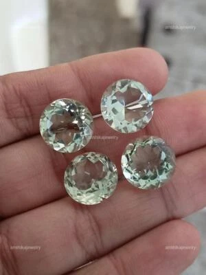 Natural Round Green Amethyst Wire Wrapped Faceted Bracelet Making 13X13MM - Image 1 of 4