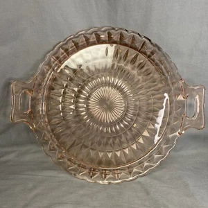 Jeannette Depression Glass Serving Plate Tray Windsor Pink Vintage - Picture 1 of 7