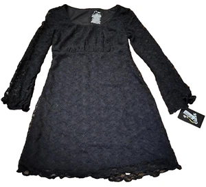 Girls' Long Sleeve Lace Dress - Art Class™ Black L Ribbed Stretch - Picture 1 of 5