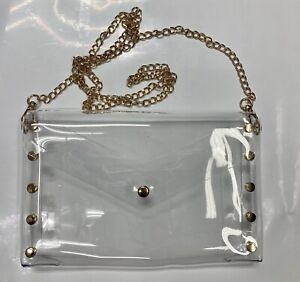 New Boutique Clear Crossbody purse handbag stadium concert bag gold studs