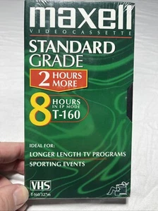 Maxwell Video Cassette VHS Grado Estándar Cinta en Blanco T-160 8 Horas Nuevo Sellado - Imagen 1 de 2