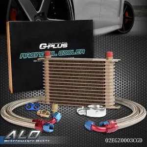 15 Row AN10 Universal Aluminum Transmission Engine Oil Cooler+ Filter Adapter - Picture 1 of 9