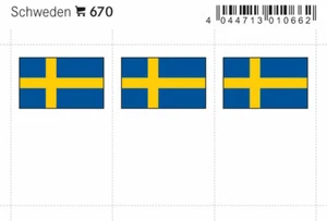 6 Lindner 670 Sweden Sticker Flags Signetten - Picture 1 of 3