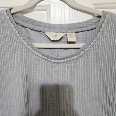 J Jill Corduroy Pullover Sweatshirt Light Blue Long Sleeve Relaxed Fit Women's L - Image 1 of 4