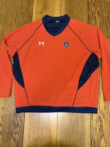 Auburn Tigers Pullover Jacket Mens Large Orange Navy NCAA Football Under Armour - Picture 1 of 8