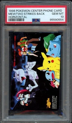 Tarjeta telefónica central Pokémon 1998 Mewtwo Strikes Back horizontal PSA 10 gemas pop 95 Foto 1 de 2