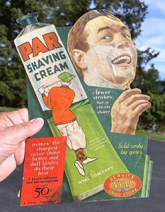 Par Shaving Cream Golf Die Cut Counter Advertising Sign Super Rare Sports Theme - Picture 1 of 7