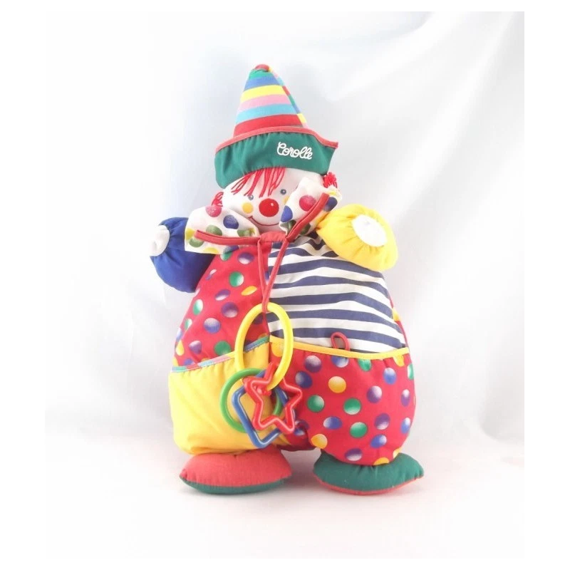 Doudou clown rouge jaune rayé pois hochet COROLLE - 12649 - Photo 1/1