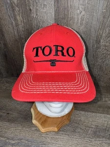 TORO Truckers Hat Adjustable Strapback Lawn Mowers Advertising Red w/ Tan Mesh - Picture 1 of 5